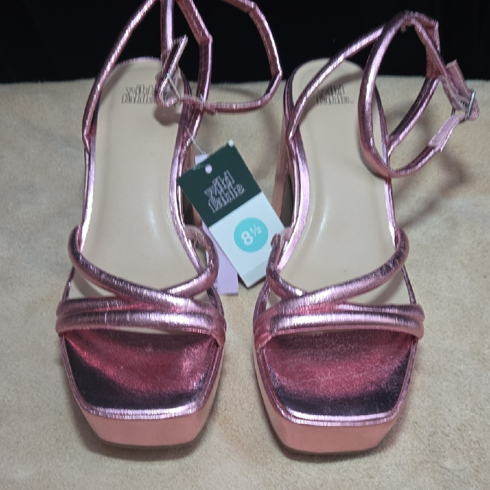 Wild Diva Metallic Pink Strappy Heels